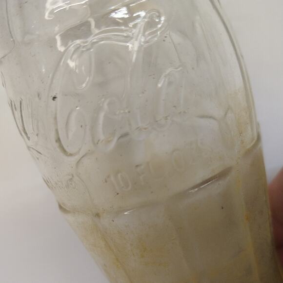 Coca-Cola Embossed Clear Glass No Deposit No Return 10 Ounce Empty Vtg Barn Find - Picture 6 of 16